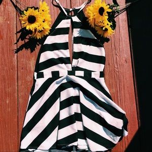 Black and White Mesh Mini Dress